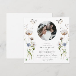 Romantische Wildblume Kalligrafie Einladung Hochze