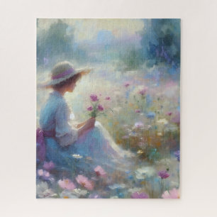 Romantische Wildblume Meadow Girl Puzzle