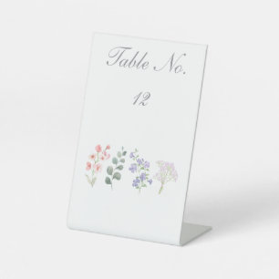 Romantische Wildblumen-Botanik-Hochzeitstisch-Numm Sockelschild