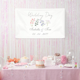 Romantische Wildblumen-Botanik-Lavendel-Hochzeit  Banner