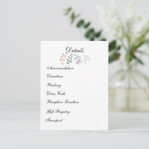 Romantische Wildblumen-Botanik-Lavendel-Hochzeit Postkarte