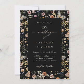 Romantische Wildblumen-Rahmen-Hochzeitseinladung Einladung
