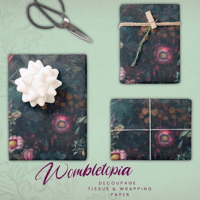 Romantische Wildblumen Rosa und Grün Geschenkpapier Set (Von Creator hochgeladen)