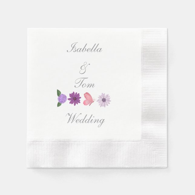 Romantische Wildblumen- & Schmetterlings-Boho-Hoch Serviette (Vorderseite)