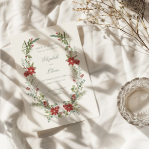 Romantische Winter-Blumenhochzeit Save The Date