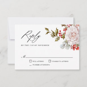 Romantische Winterfloral und Evergreens UAWG RSVP Karte