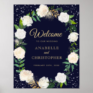 Romantische Winterhochzeit Begrüßungszeichen Poster