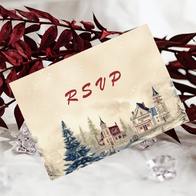 Romantische Winterhochzeit RSVP Karte (Von Creator hochgeladen)