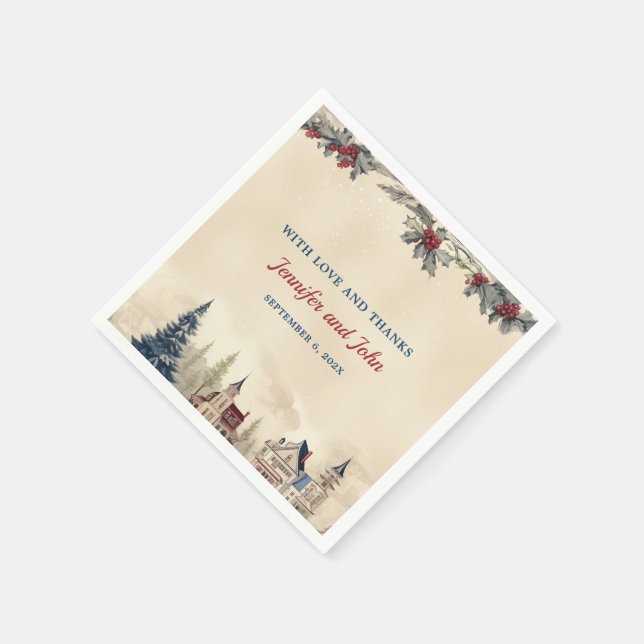 Romantische Winterhochzeit Serviette (Ecke)