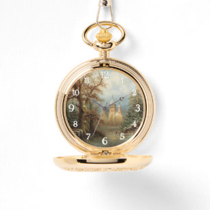 Romantische Winterlandschaft mit Eis-Skatern Armbanduhr