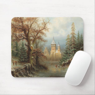 Romantische Winterlandschaft mit Eis-Skatern Mousepad