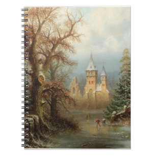Romantische Winterlandschaft mit Eis-Skatern Notizblock