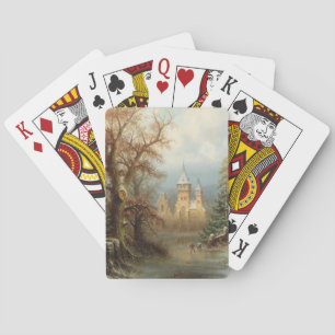 Romantische Winterlandschaft mit Eis-Skatern Spielkarten