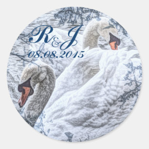 romantische Wintermesse Weißschwan Runder Aufkleber