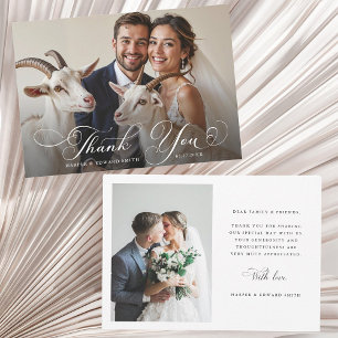 Romantische Wirbelnde Kalligrafie Hochzeit 2 Foto Dankeskarte