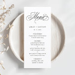 Romantische Wirble Kalligrafie-Hochzeit Menükarte<br><div class="desc">Einfache Schwarz-Weiß-Hochzeitskarte mit eleganter und romantischer Wirbler Kalligraphie-Schrift mit Ihren Namen. Für eine weiter gehende Anpassung dieses Designs klicken Sie bitte auf den BUTTON BLAU DESIGN TOOL oben!</div>