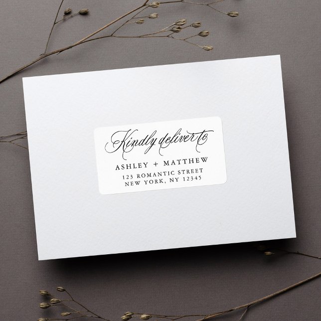Romantische Wirble Kalligraphie-Rücksendeadresse Adressaufkleber (Von Creator hochgeladen)