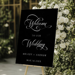 Romantische Wirble Script Hochzeit Willkommen Schw Acrylschild