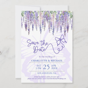 Romantische Wisteria & Butterfly Garden Hochzeit Save The Date