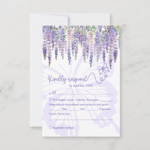 Romantische Wisteria & Butterfly Garden Wedding UA RSVP Karte