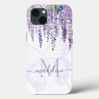 Romantische Wisteria Butterfly Monogram Script Nam Case-Mate iPhone Hülle