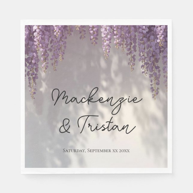 Romantische Wisteria-Hochzeit Serviette (Vorderseite)