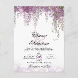 Romantische Wisteria Lila QR Code Wedding Postkarte
