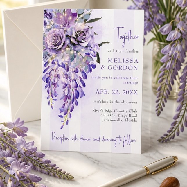 Romantische Wisteria Wedding Einladung (Von Creator hochgeladen)