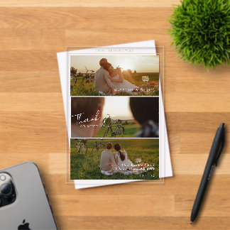Romantische zeitlose Border-Foto-Collage-Hochzeit Acryleinladungen