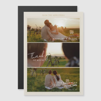 Romantische zeitlose Rahmen-Foto-Collage-Hochzeit Magneteinladung