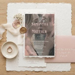 Romantische zerrissene Papierkanten-Foto-Hochzeit Einladung