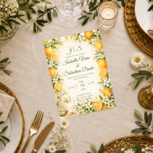 Romantische Zitrus-Hochzeit Einladung