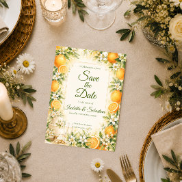 Romantische Zitrus-Hochzeit Save The Date