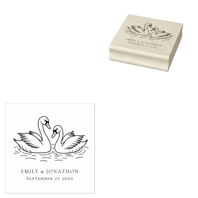 Romantische zwei Schwäne in Liebeshochzeit Gummistempel (Stempel)