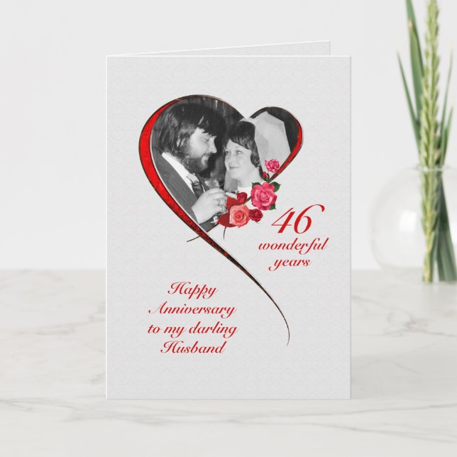 Romantischer 46. Hochzeitstag für Ehemann Karte (Vorderseite)