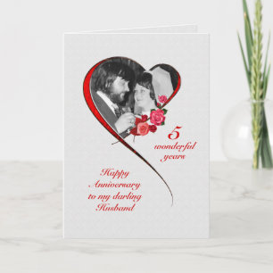 Romantischer 5. Hochzeitstag für den Ehemann Karte