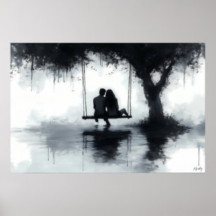 Romantischer Abend Couple on a Swing Under Tree Poster