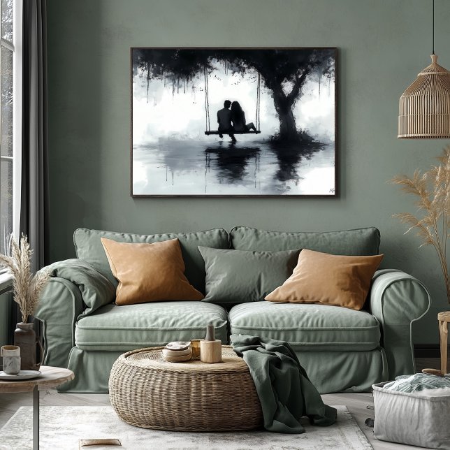 Romantischer Abend Couple on a Swing Under Tree Poster (Von Creator hochgeladen)