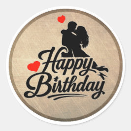 Romantischer Alles Gute zum Geburtstag Runder Aufkleber