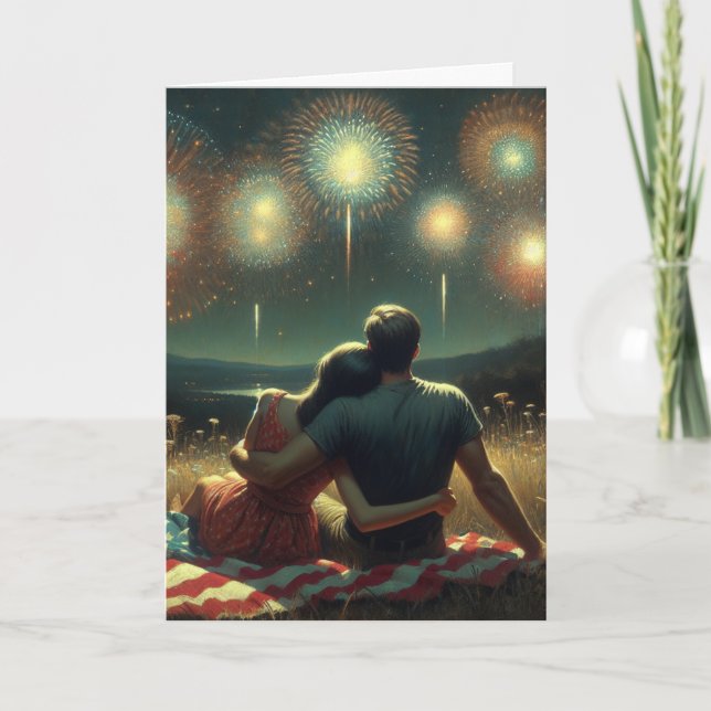 Romantischer Amerikanische Unabhängigkeitstag Karte (Vorderseite)