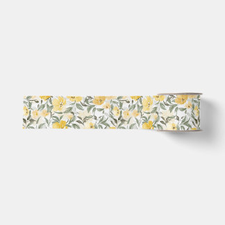 Romantischer Aquarell-Gelber Blumengarten Ripsband