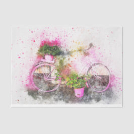 Romantischer Aquarellgarten Fahrrad Entdeckungsrei Seidenpapier