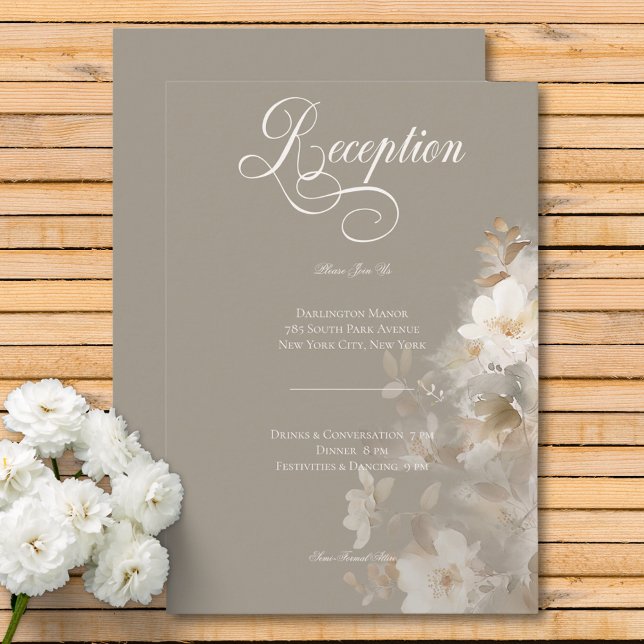 Romantischer ätherischer neutraler Beige-Empfang Begleitkarte (Romantic Ethereal Neutral Beige Floral Reception Enclosure Card)
