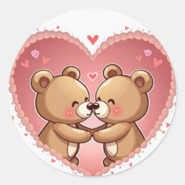Romantischer Bärenkupf Runder Aufkleber
