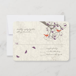 Romantischer Baum Swirl Lovebirds Wedding RSVP Karte