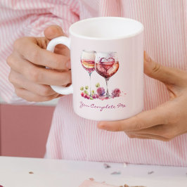 Romantischer Becher – Du ergänzt mich Zitat Kaffeetasse