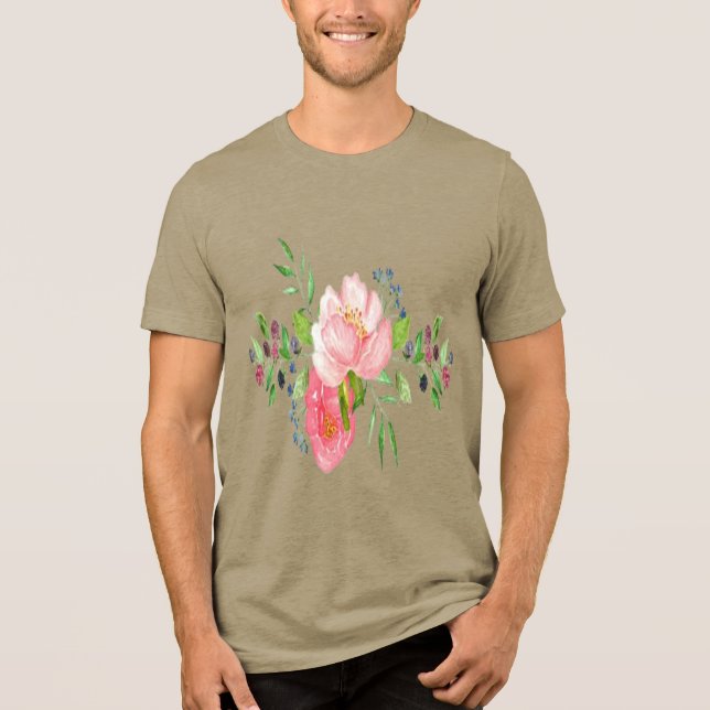 Romantischer Beeren-Blumenkranz Tri-Blend Shirt (Vorderseite)