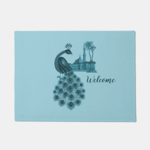 Romantischer blauer Pfau Fußmatte