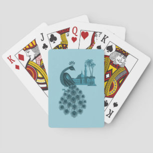 Romantischer blauer Pfau Spielkarten