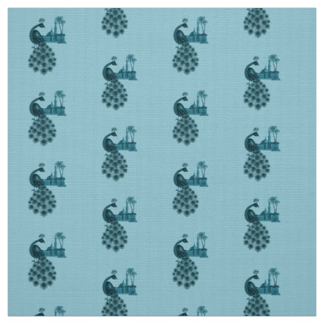 Romantischer blauer Pfau Stoff (Muster)